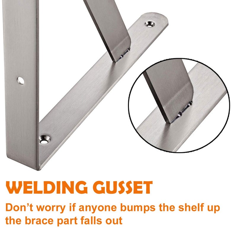 CLT CLETING CLT Shelf Bracket, 14â€ Max Load: 550 lb Heavy Duty Stainless Steel Bracket for Table Bench, Space Saving DIY Bracket, Pack of 2 - Image 4